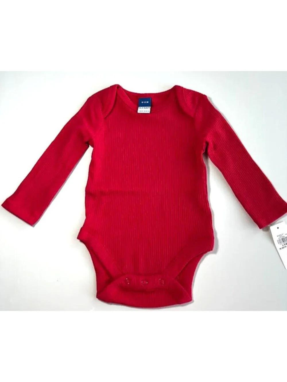 Old Navy Red Bodysuit-Size 0-3 Months, Long Sleeved, Unisex, Ribbed, NWT